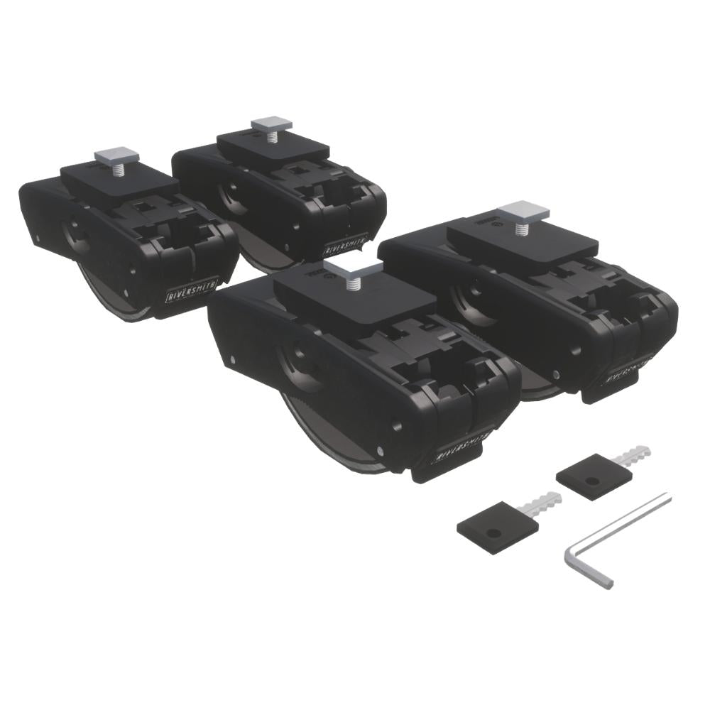 Riversmith Quick Release rod rack mounts with black finish, mounting hardware and Allen wrench tool included