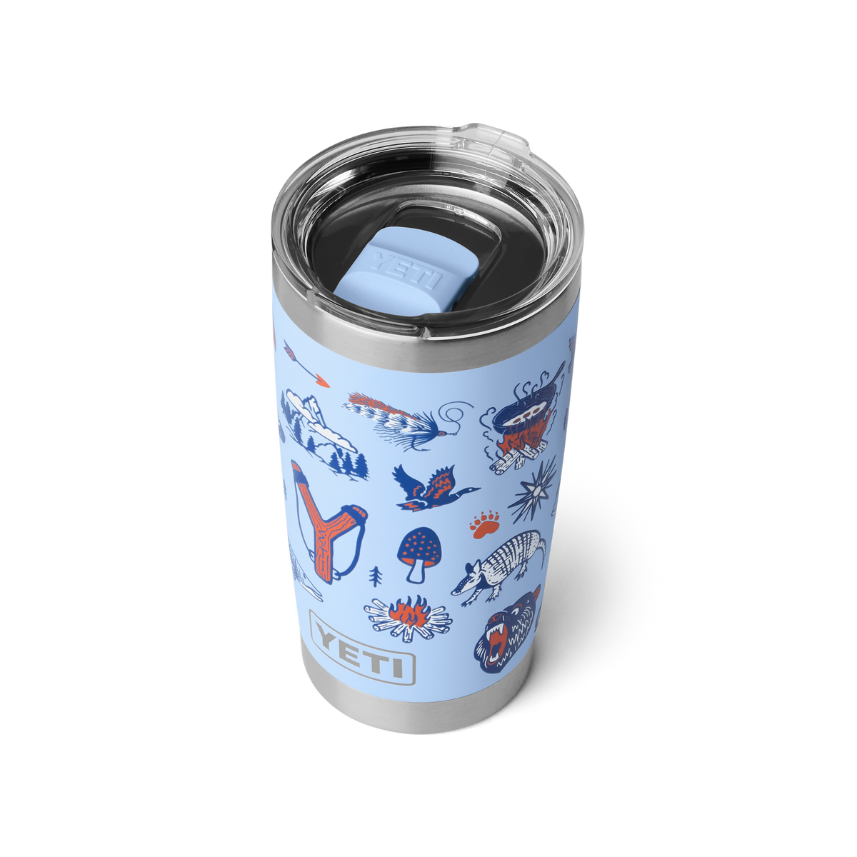 YETI Rambler 20 oz Tumbler in Big Sky Summer Camp, three quarter view