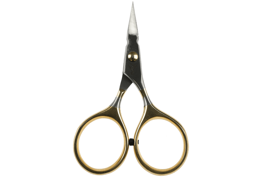 Dr. Slick Arrow Razor Scissor with black and gold finish for precision fly tying