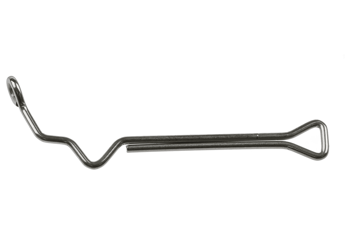 Silver stainless steel 60° articulated jig shank with bent eye and triangular loop for fly tying