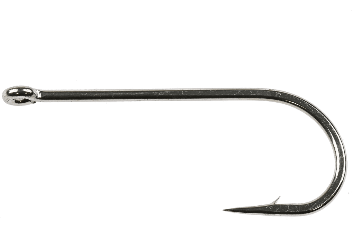 Gamakatsu SP113L3H Perfect Bend saltwater hook with chrome finish and curved shank design for fly tying
