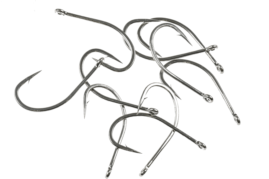 Gamakatsu SC15 Wide Gap fishing hooks in various sizes, featuring sharp points and barbed design for secure bait attachment.