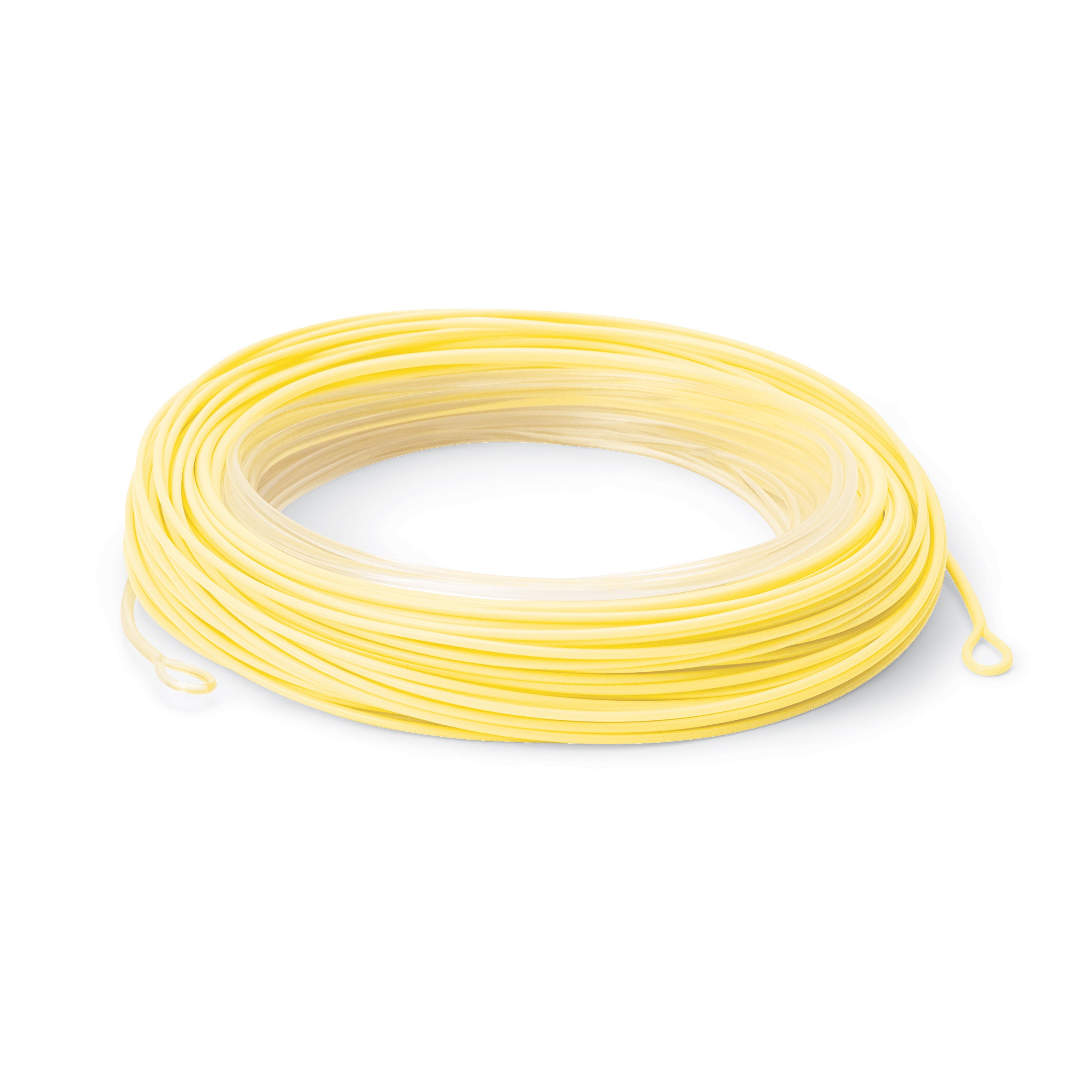 Cortland Tropic Plus Intermediate XP Fly Line showing the clear intermediate head and pale yellow running line