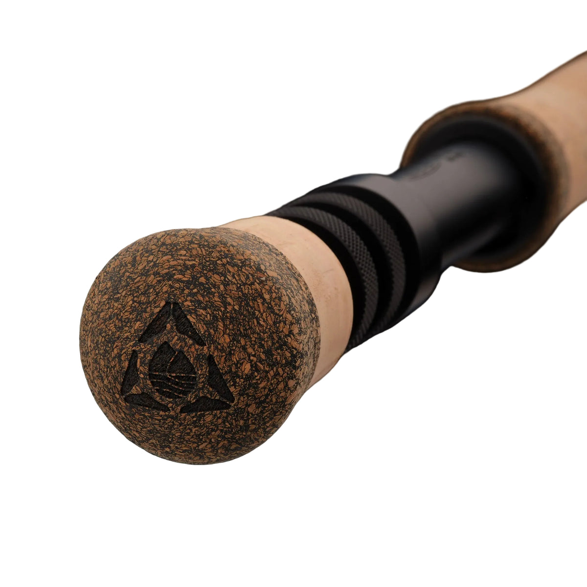 Redington EDC Tactical Edition fly rod handle with cork grip and black reel seat detail, angled view on white background