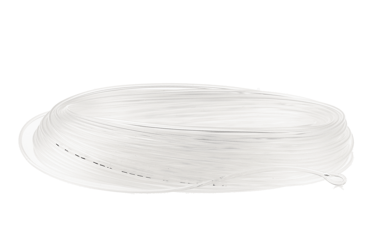 Scientific Anglers Magnitude Smooth Grand Slam fly line in clear white, coiled on white background