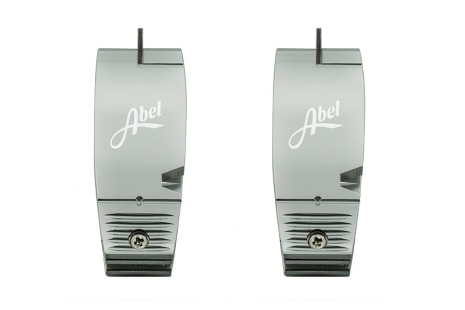 Pair of Abel nippers: chrome metal fishing line cutters with Abel logo, screw and textured grip