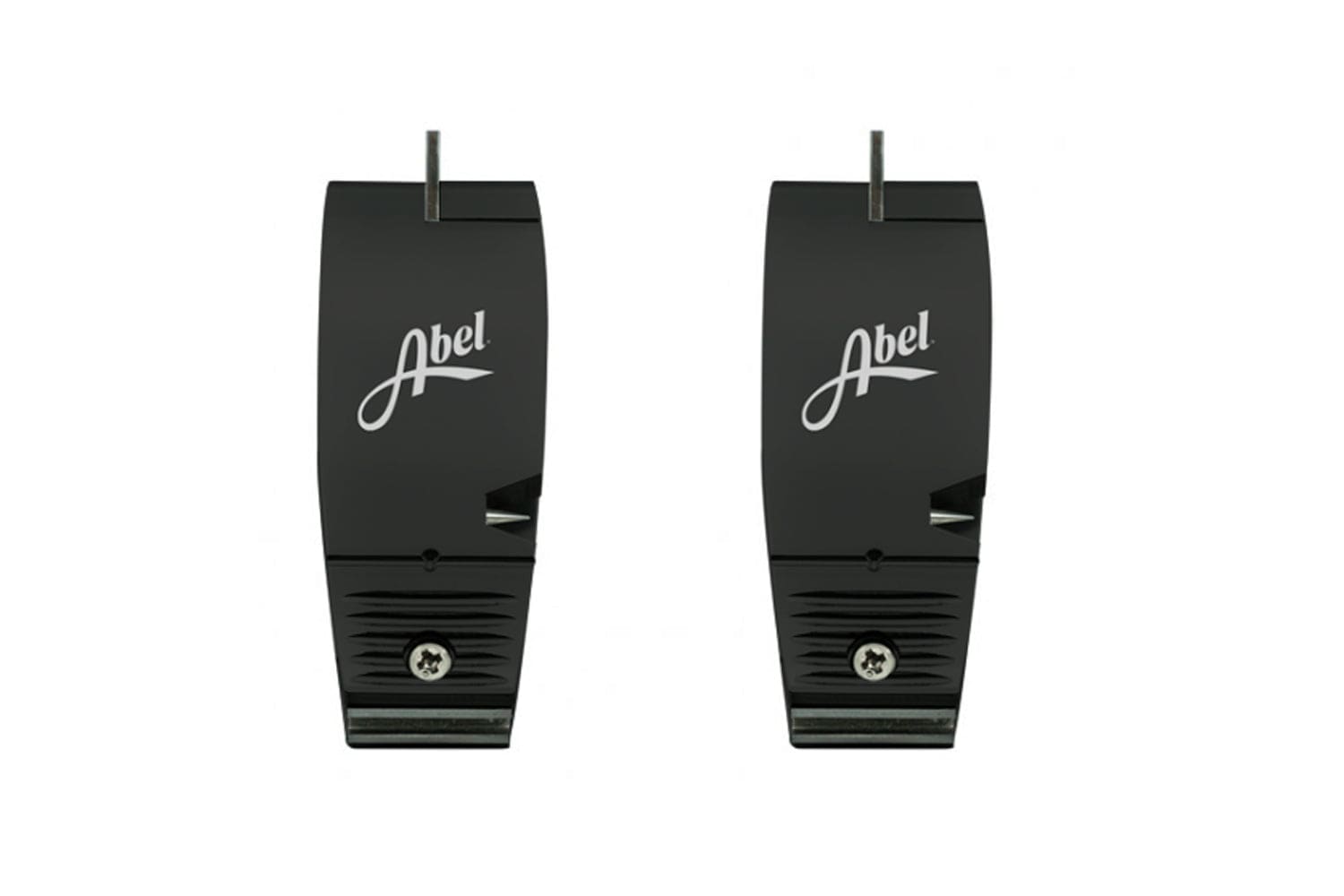 Pair of black Abel nippers with white Abel logo, anodized metal body, ribbed base, visible screw and small cutting notch