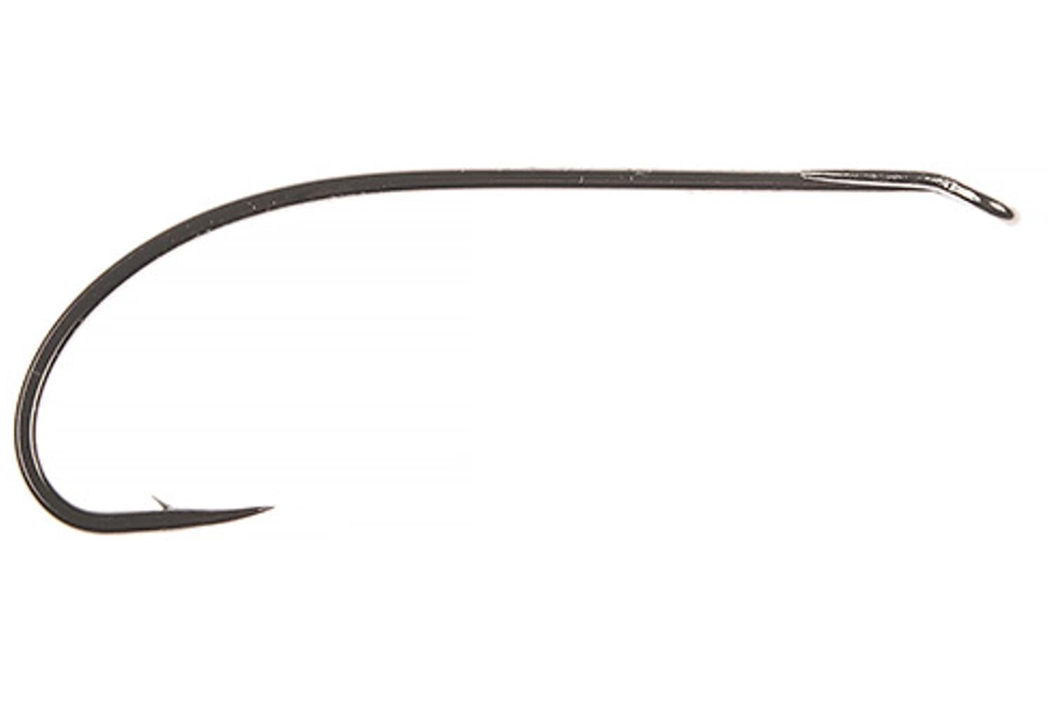 Ahrex AHR418 Bomber fly tying hook, black long-shank curved hook with barbed point