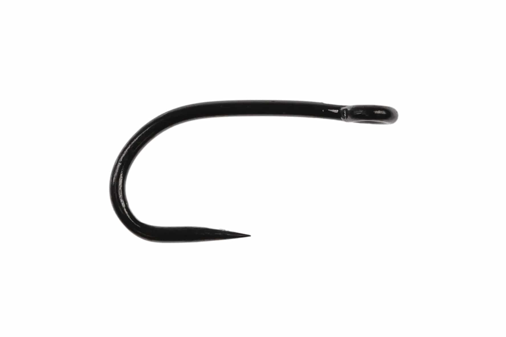 Ahrex FW517 black glossy mini barbless curved dry hook with turned-up eye and sharp point