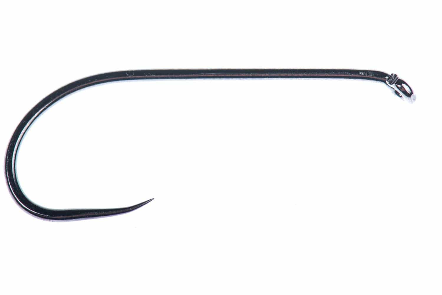 Ahrex NS105 black nickel streamer down-eye barbless hook, long shank, curved round bend, sharp point