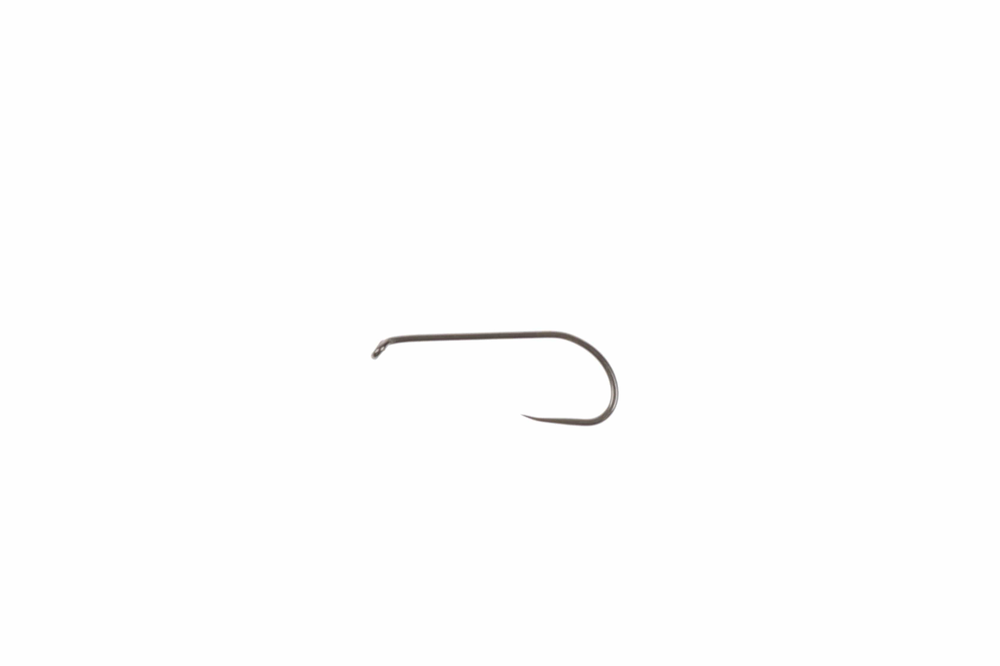 Ahrex NS105 dark nickel down-eye barbless streamer hook for fly tying with curved shank and sharp point