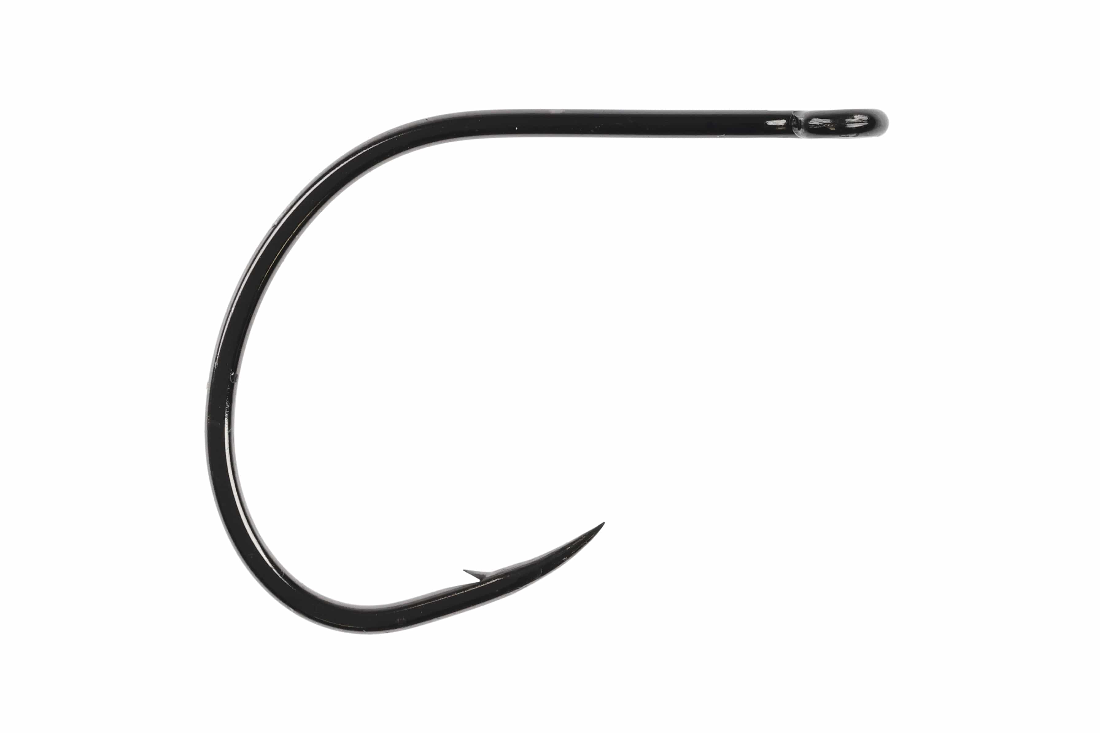 Ahrex NS172 black glossy curved gammarus fly tying hook with needlepoint and small barb