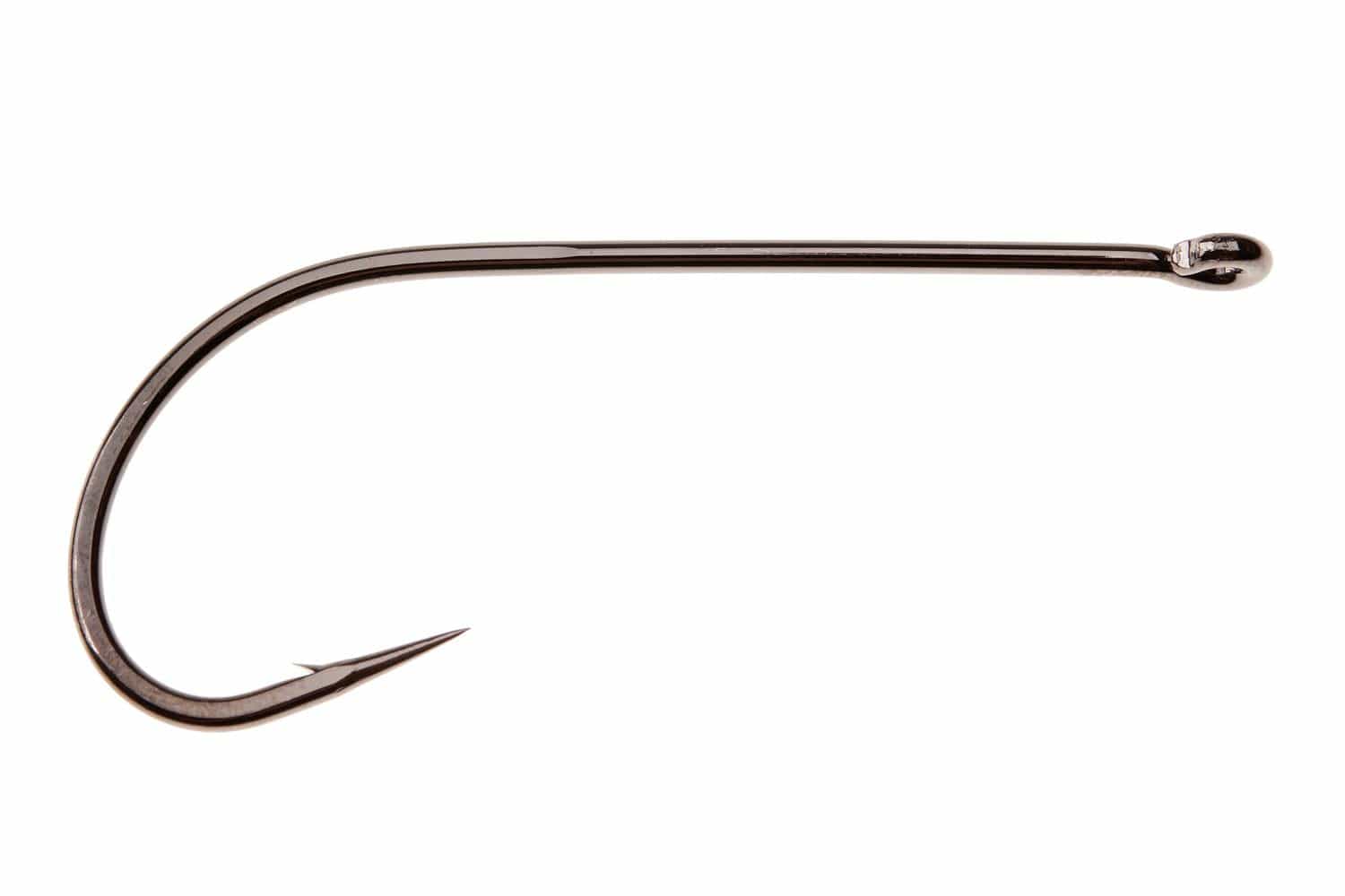 Ahrex PR320 black nickel stinger hook with long straight shank, micro barb and straight eye for fly tying