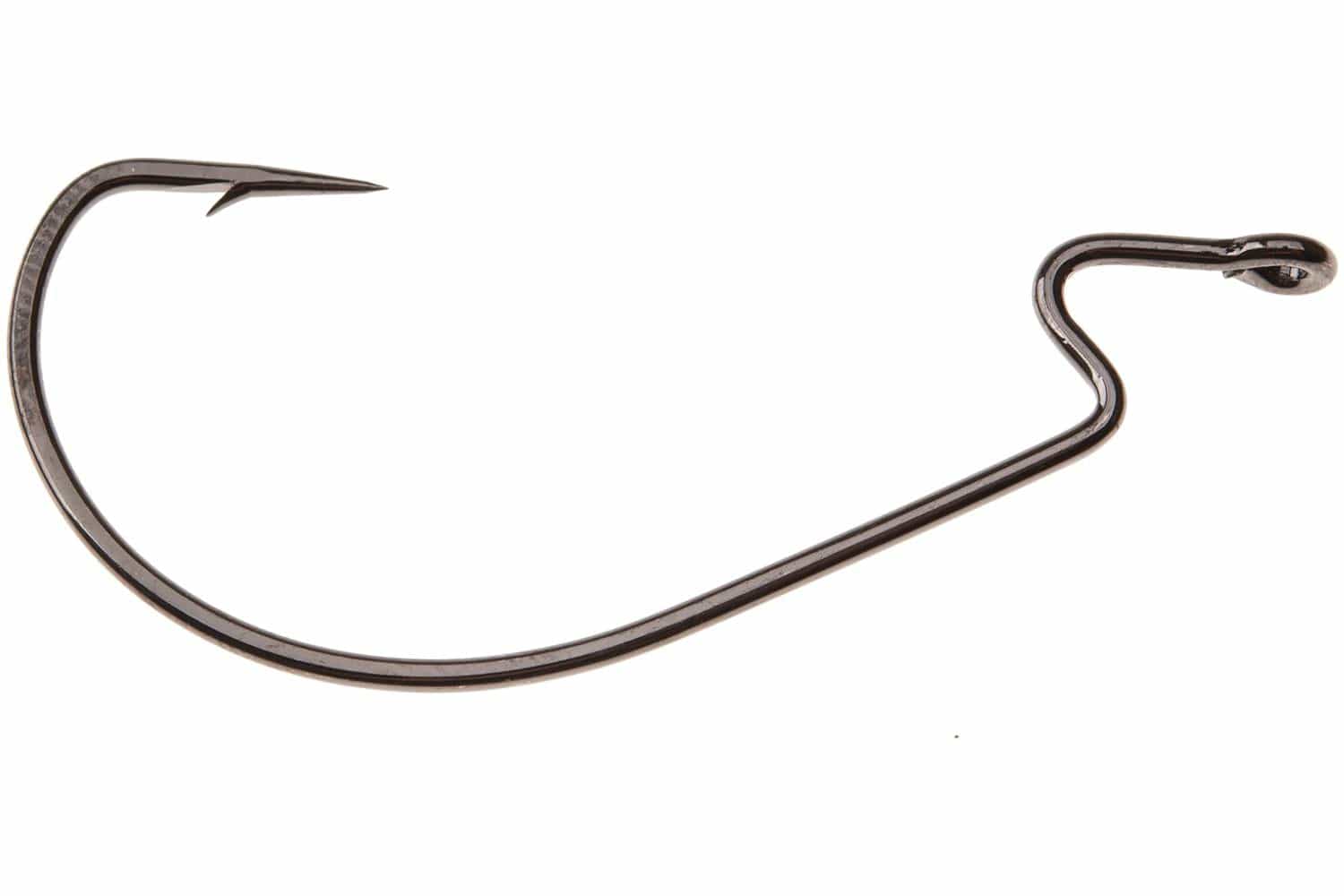 Ahrex PR380 Texas hook, black nickel wide-gap fly tying hook with kinked offset shank and short inner barb
