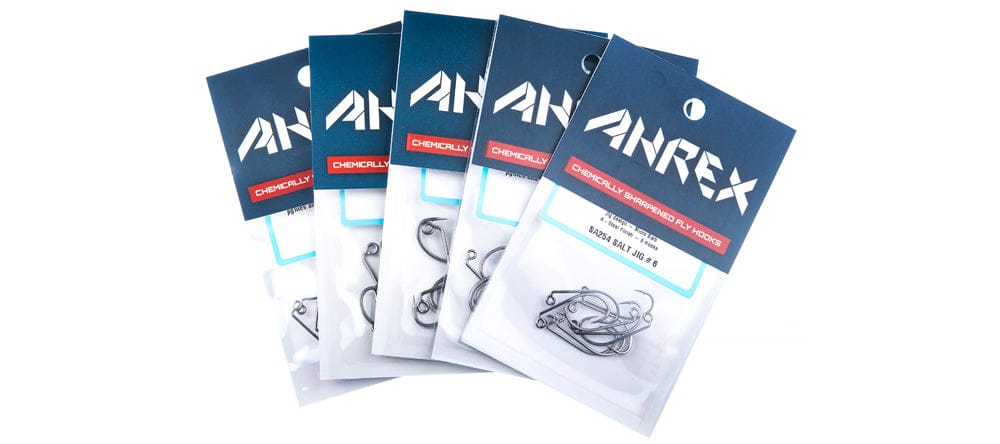 Ahrex SA254 salt jig hooks five blue header packs, shiny silver jig hooks with short shank for fly tying