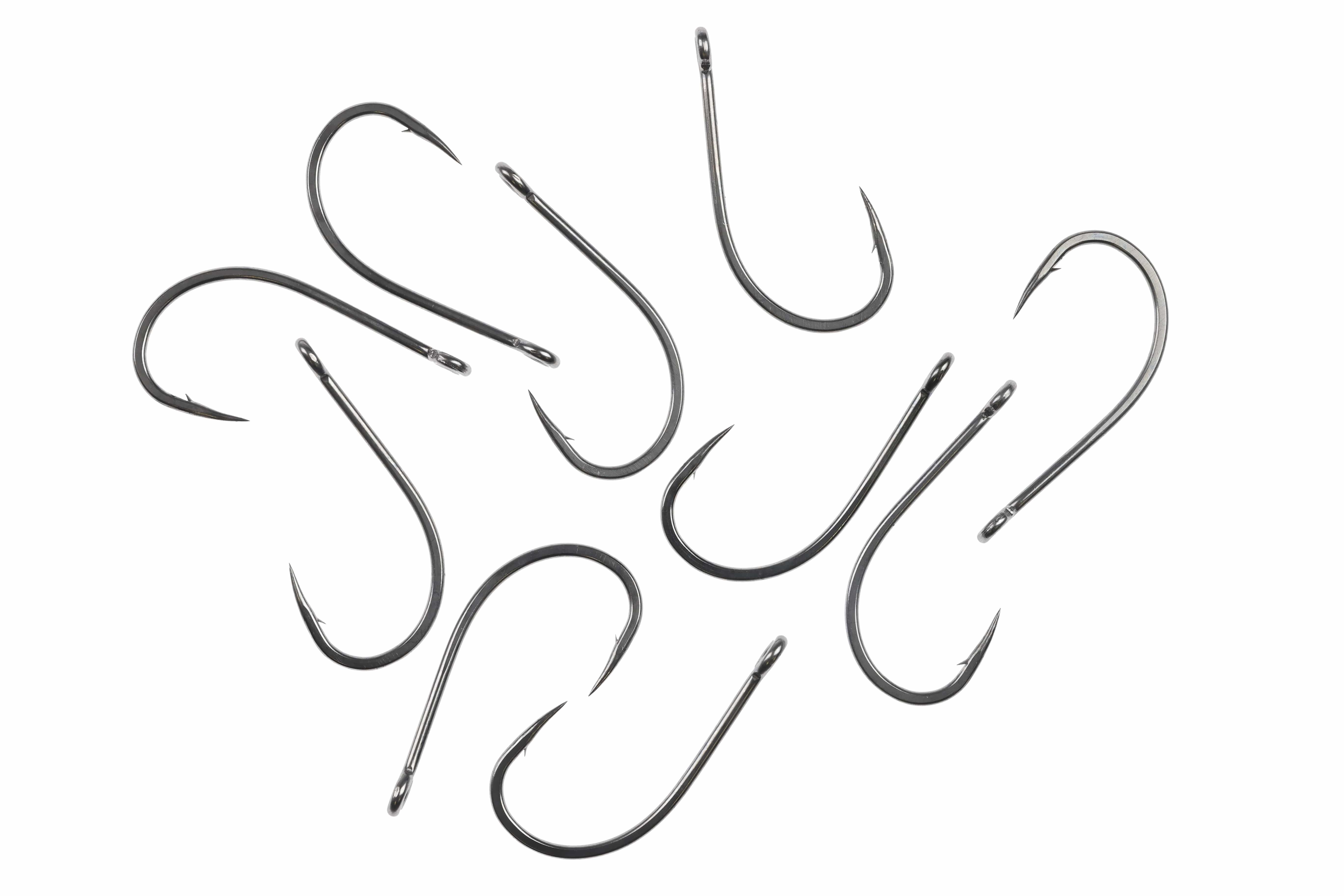 Gunmetal Ahrex SA270 Bluewater saltwater hooks with long straight shanks, sharp barbs and round bends for fly tying