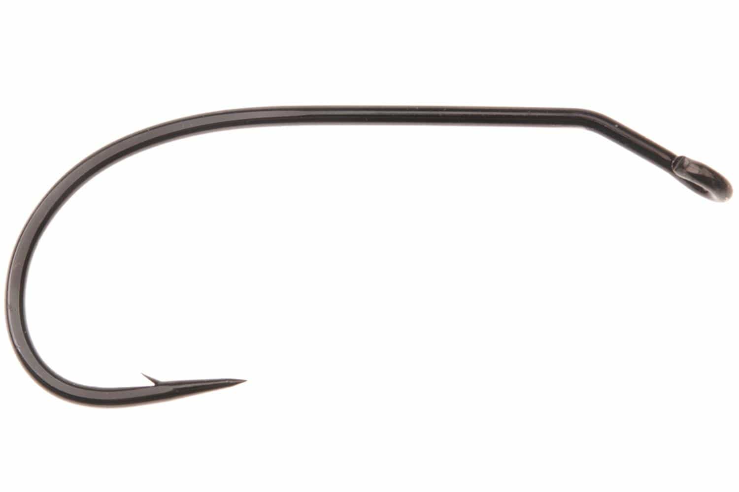 Black Ahrex TP650 bent streamer hook with wide curved shank, sharp point and turned eye for fly tying