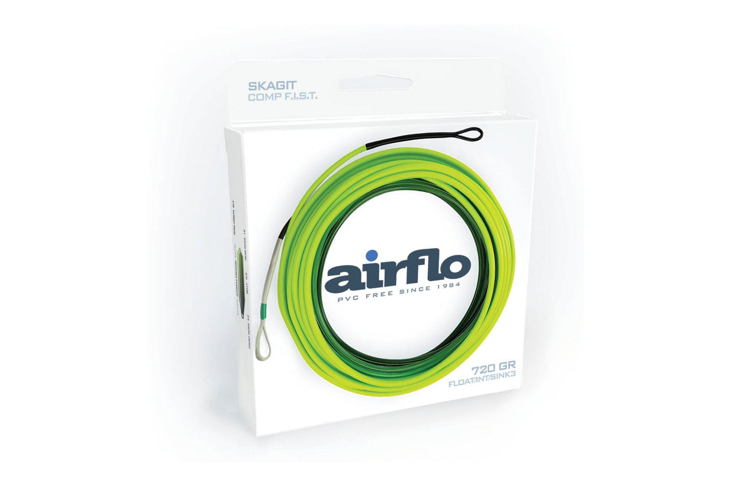 Airflo Skagit Comp F.I.S.T. neon lime and forest green PVC-free coiled fly line with braided loops