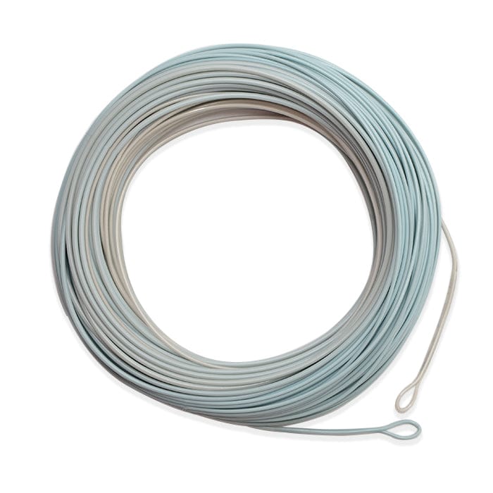 Coiled Airflo Superflo 3ft mini tip fly line in pale blue-gray with reinforced loop ends