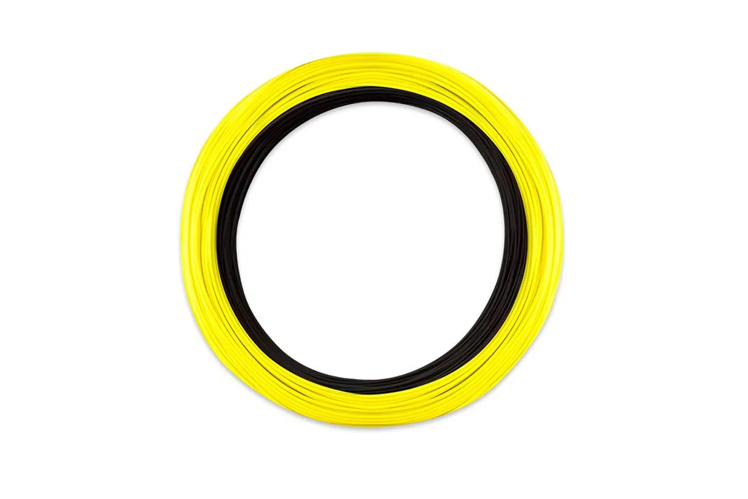 Airflo Superflo 40+ Extreme bright yellow outer with black inner coiled fly line, smooth synthetic casting line