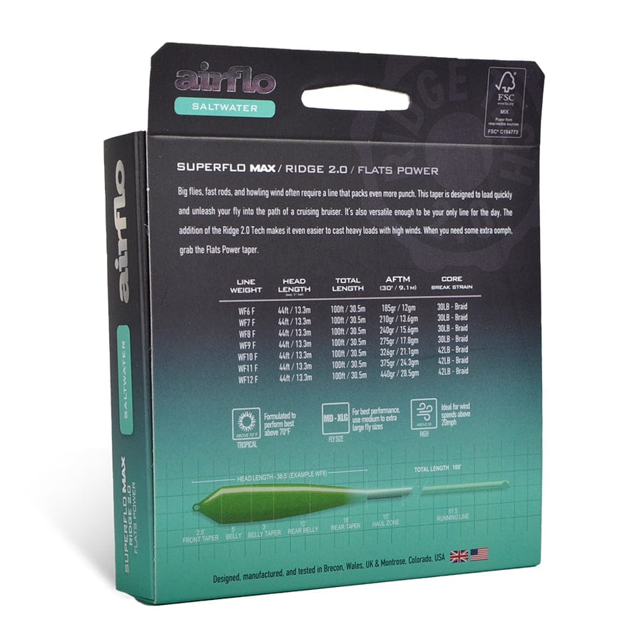Airflo Superflo Max Ridge 2.0 Flats Power Taper Saltwater Fly Line