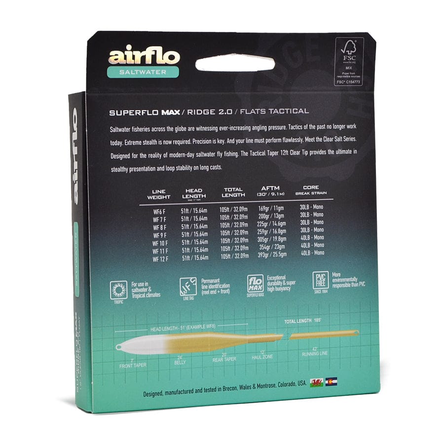 Airflo Superflo Max Ridge 2.0 Flats Tactical Taper Saltwater Fly Line