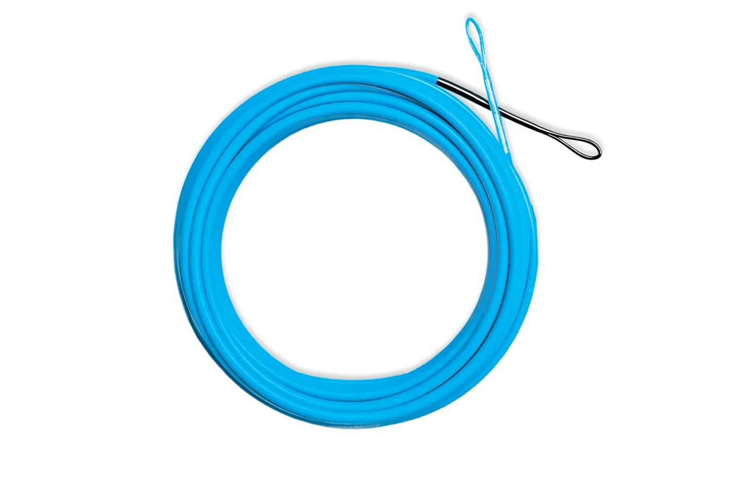 Sky-blue Airflo Superflo Max compact Scandi floating line coiled neatly with reinforced looped ends