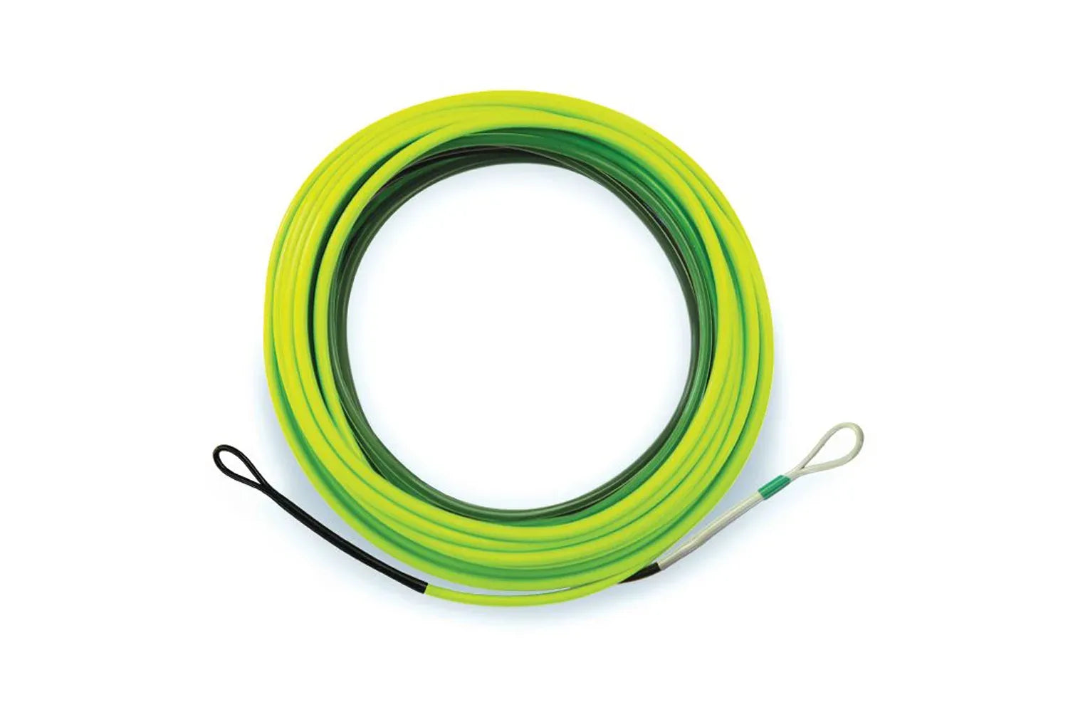 Airflo Superflo Max Skagit sinking PVC-coated fly line coiled neon yellow-green and dark green with welded loop ends