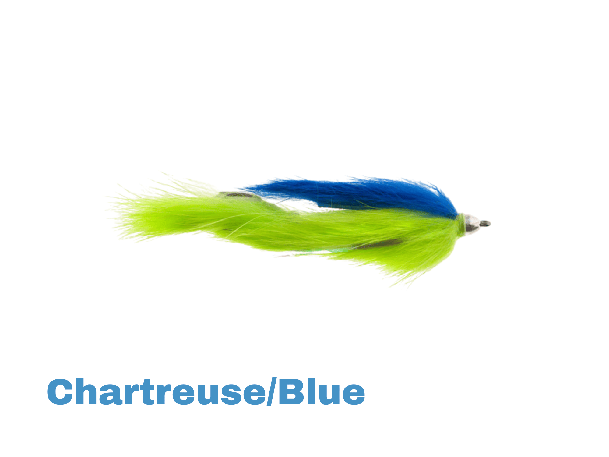 Aquaflies Dolly Llama chartreuse and blue marabou fly with silver beadhead streamer and long fluffy tail