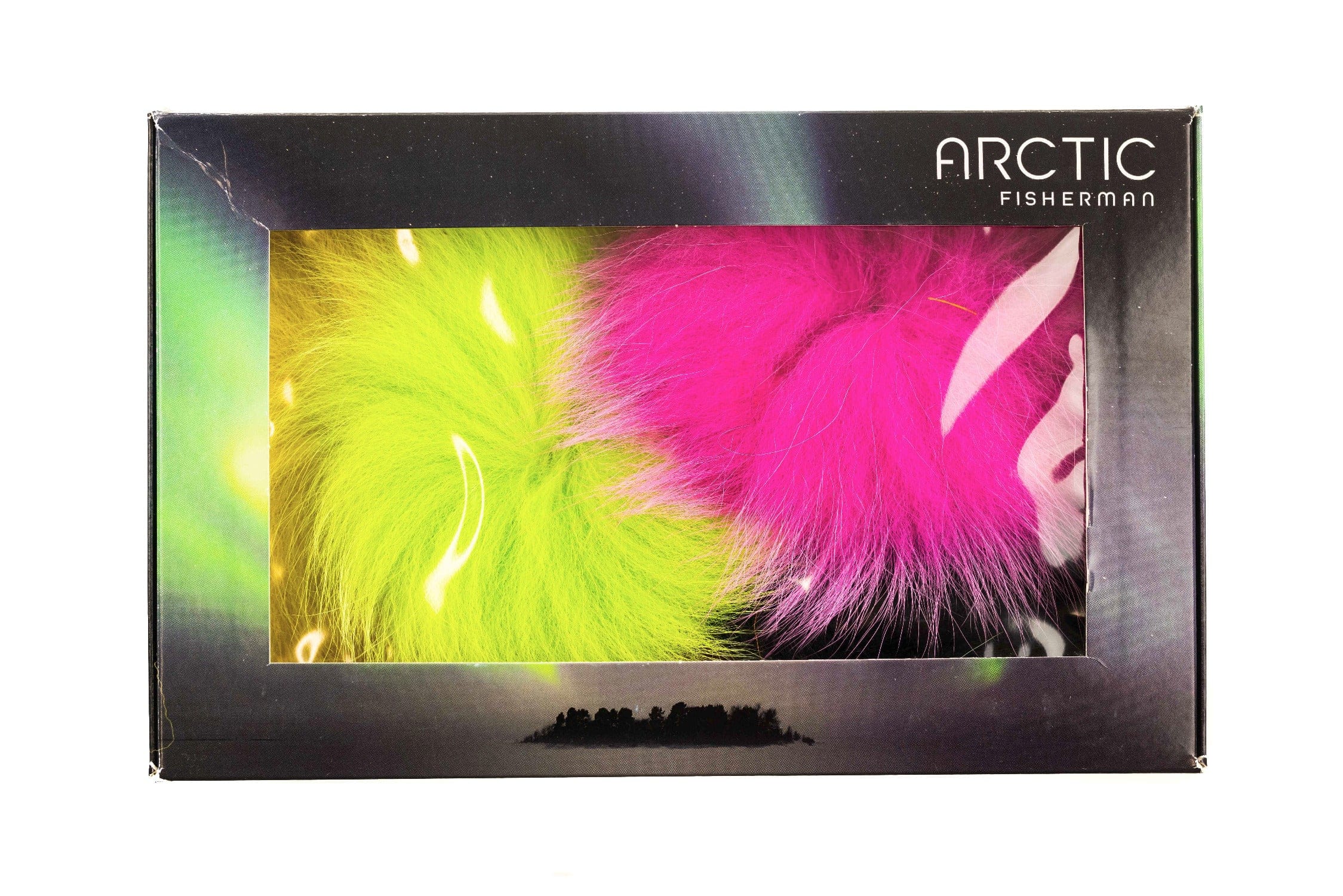 Arctic Fisherman Blue Fox variety pack with neon chartreuse and hot pink fluffy fox fur puffs for fly tying