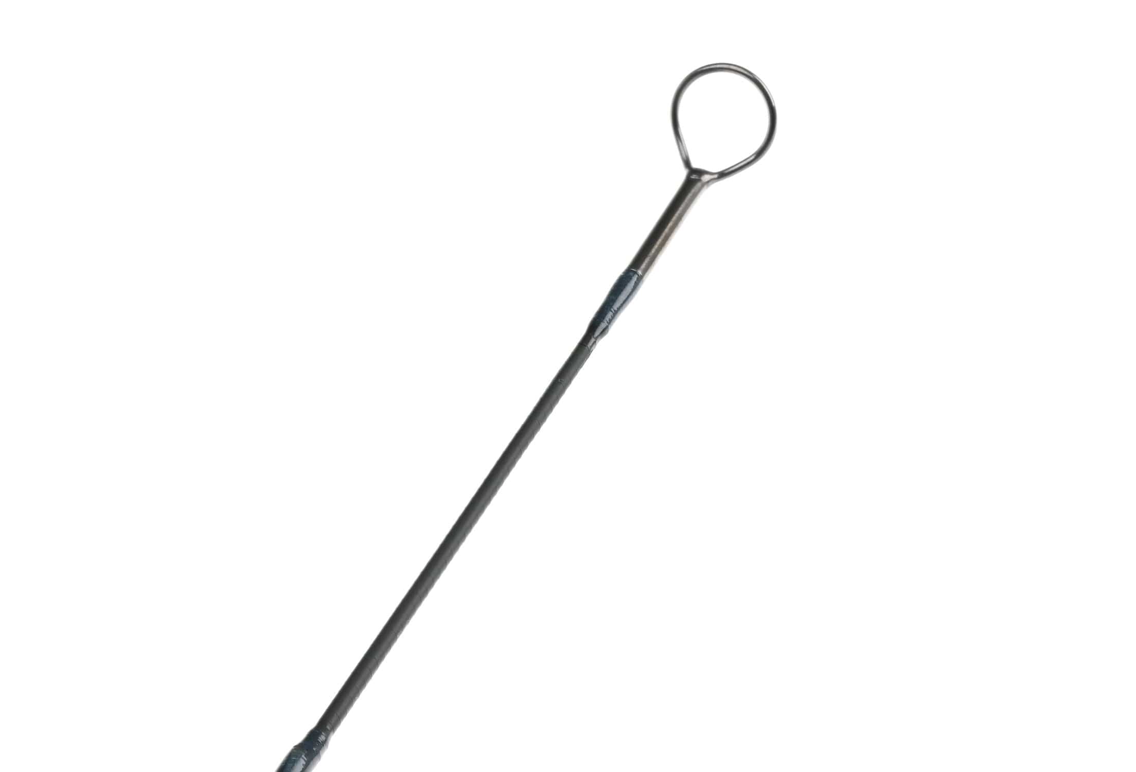 Atlas Signature 9ft 7wt fly rod tip, dark graphite blank with silver metal stripping guide and blue thread wraps