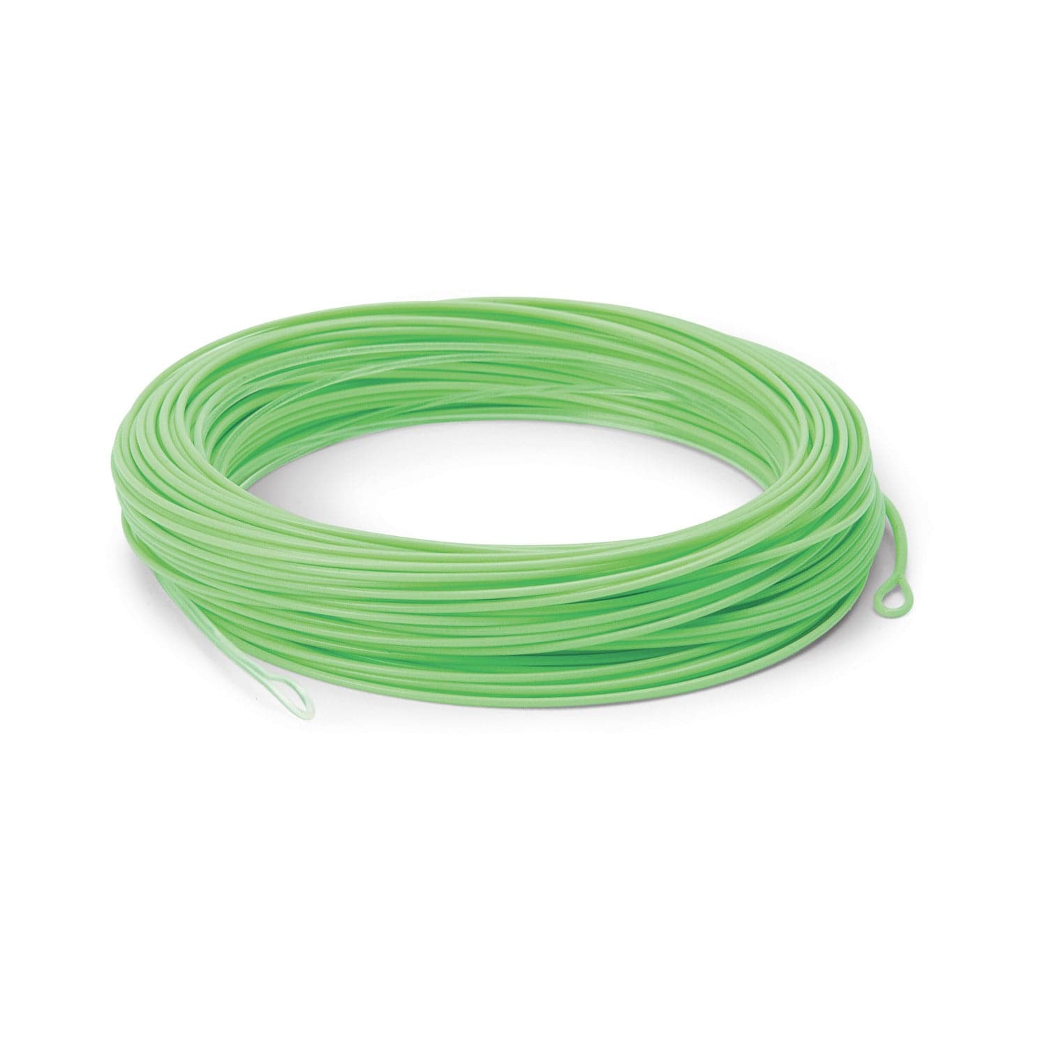 Cortland Ghost Tip 5 neon green coiled synthetic fly line with looped ends, specialty taper