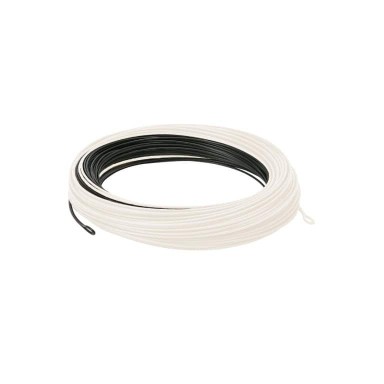 Cortland Kelly Galloup Dungeon 30 fly line: coiled white coated fly line with black inner core and looped end