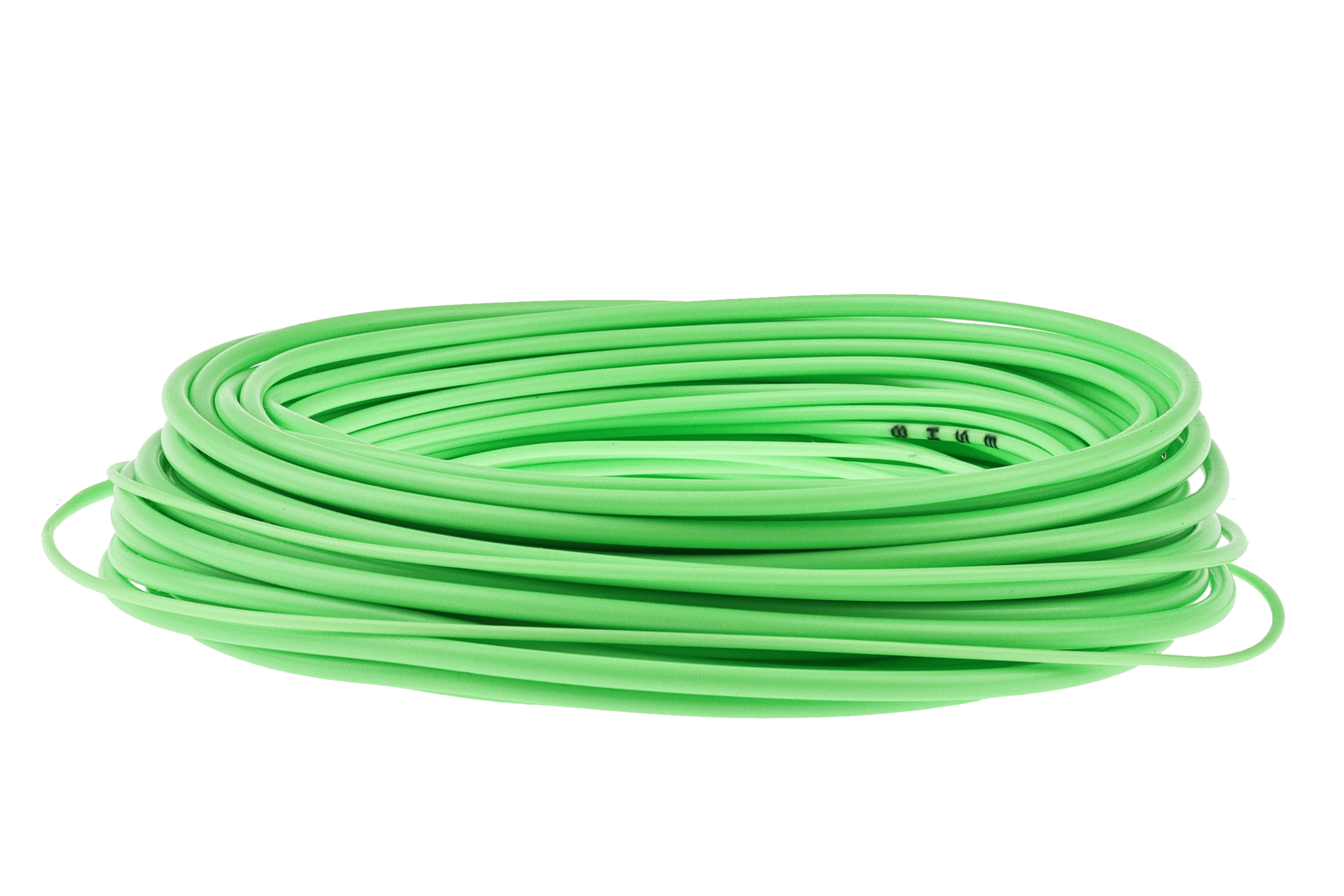 Coiled neon green Gaelforce Equalizer shooting head fly line with smooth coated finish