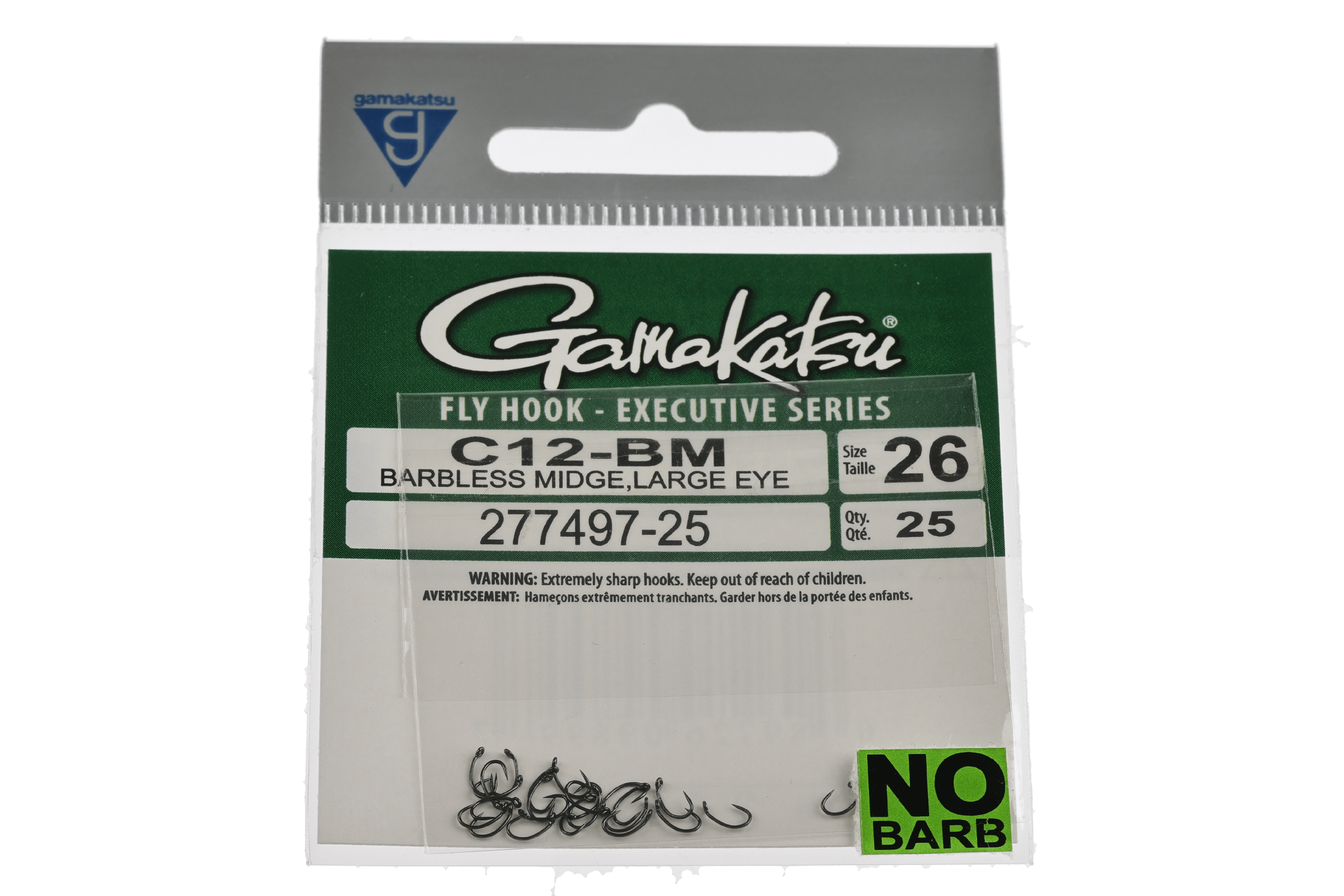 Gamakatsu C12BM Barbless Large Eye Midge Hooks