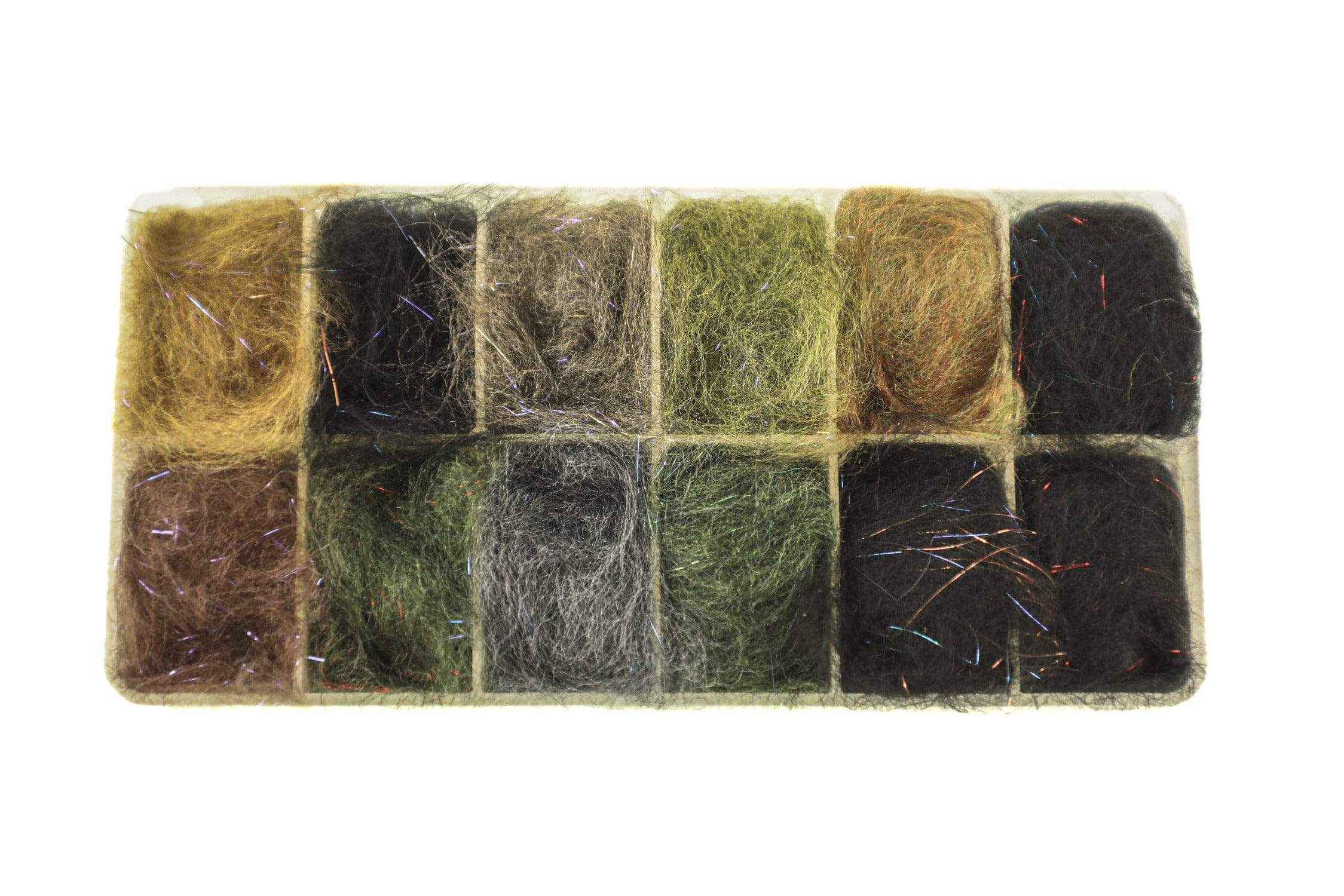 Fly Fish Food's Jr. Bruiser Blend Dubbing Dark - Multi Color Assortment w/ Dispenser