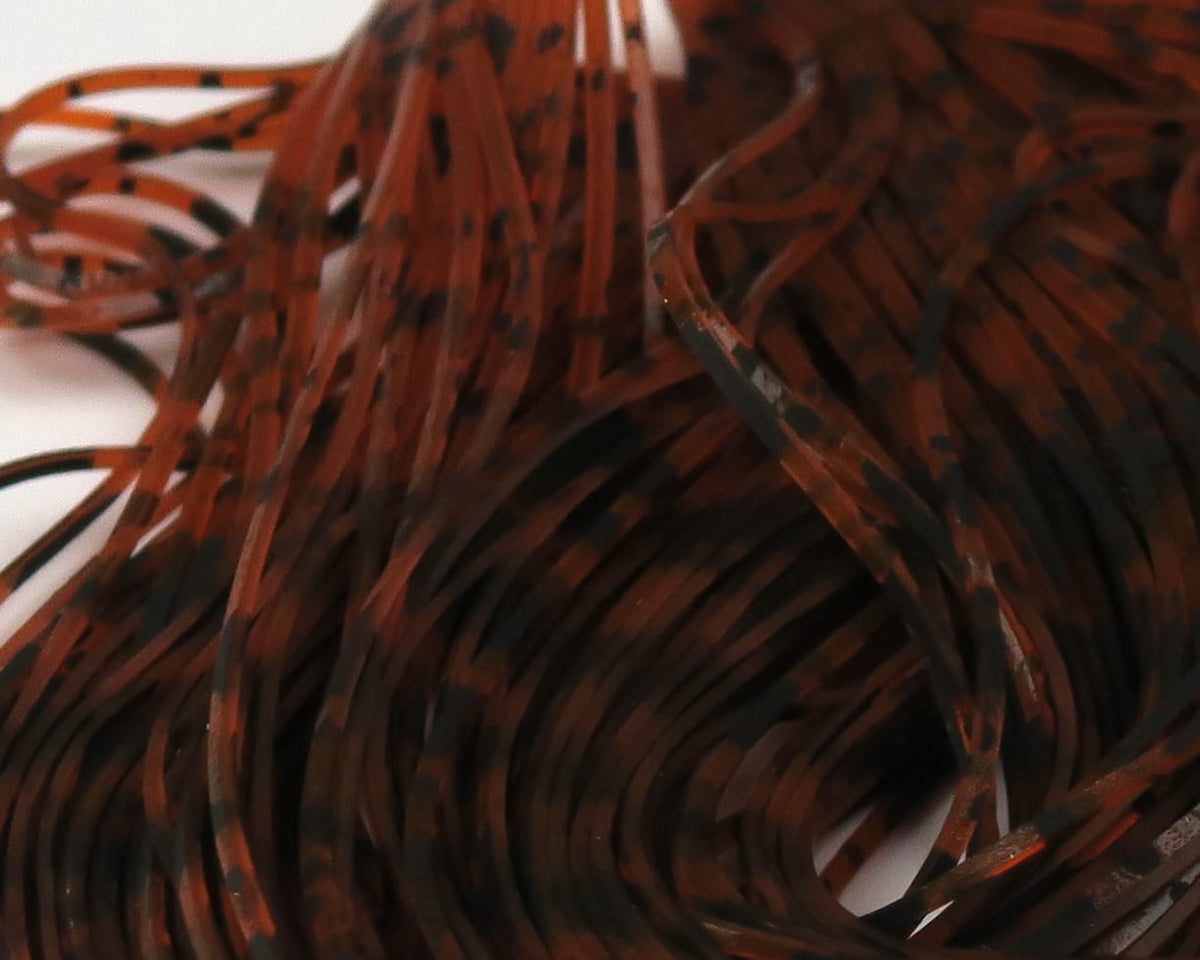 Crazy Legs fly tying material - barred reddish-brown rubber strands with black speckles