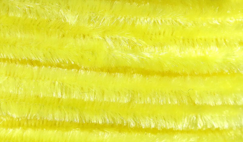 Bright neon yellow Hareline chenille with soft fuzzy fibers for fly tying