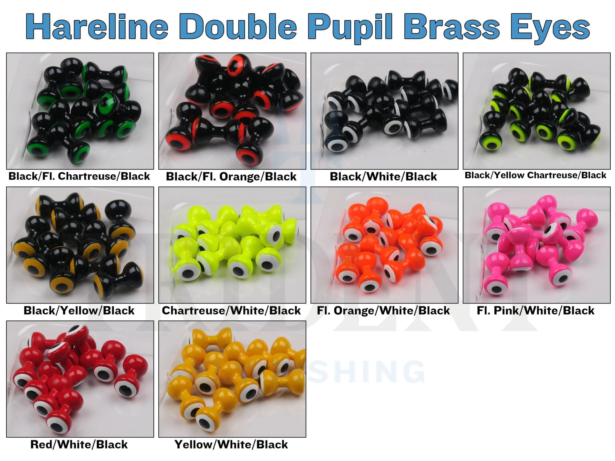 Hareline Double Pupil Brass Eyes