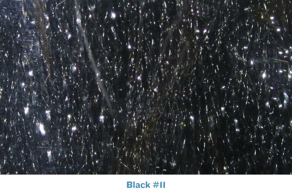 Black Hareline finesse fibers with fine iridescent sparkle strands for fly tying (Black #11)