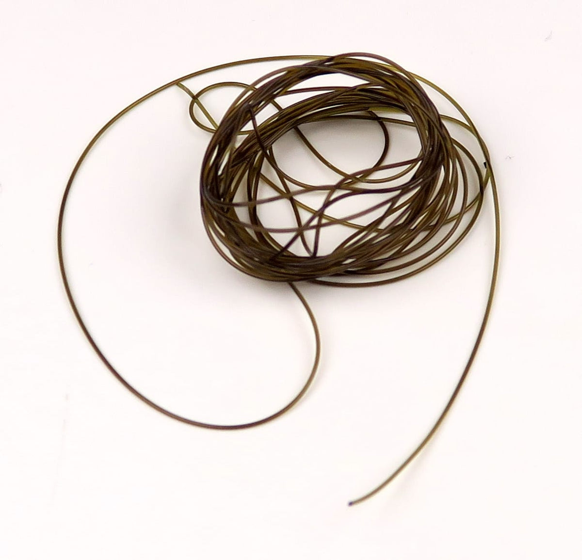 Olive-brown Hareline Midge Stretch Rib coiled thin stretchy tubing for fly tying, fine flexible synthetic material