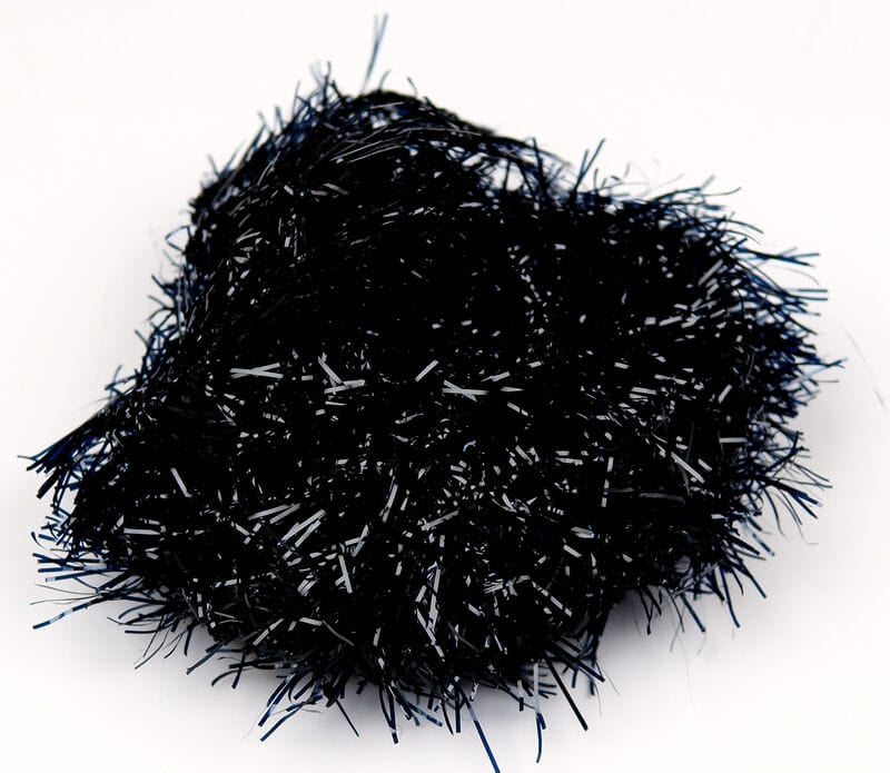 Black Polar Chenille bundle with shiny tinsel fibers, fuzzy textured fly tying material