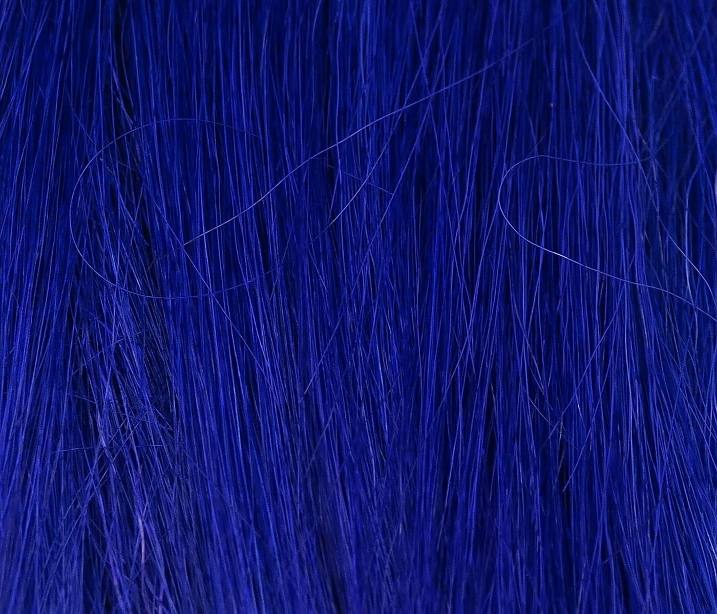 Deep royal blue Hareline goat hair with long glossy fibers, dense natural texture