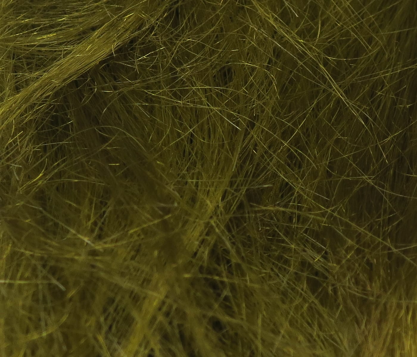 Olive green Hareline Polar Goat Hair fibers, fine wispy fly-tying material with subtle iridescent sheen