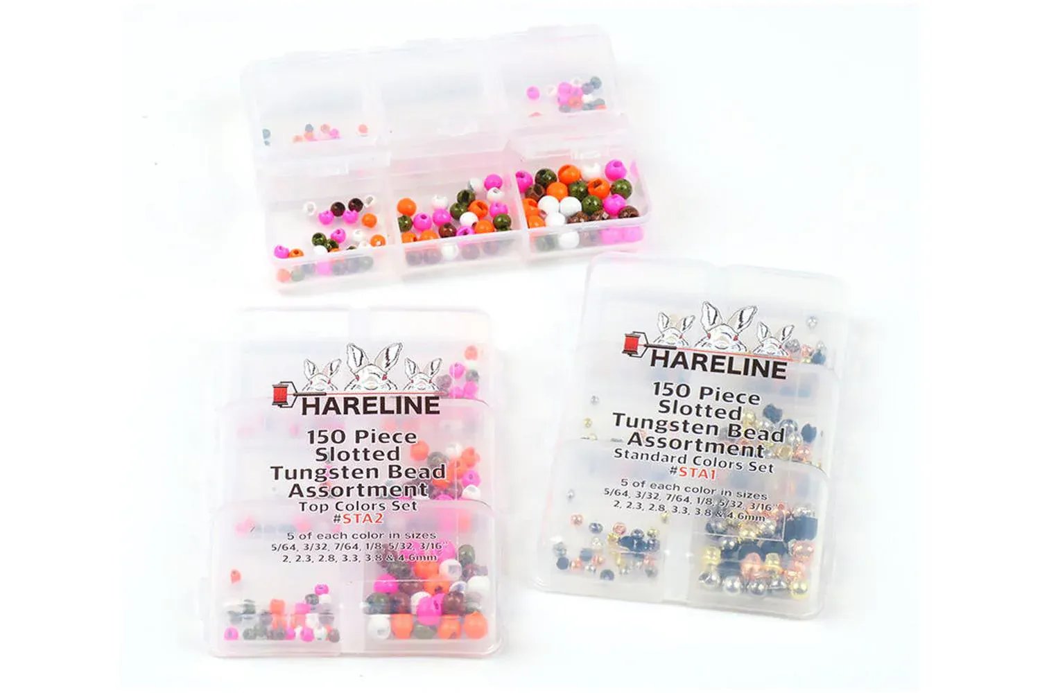 Hareline Slotted Tungsten Bead 150 Piece Assortment