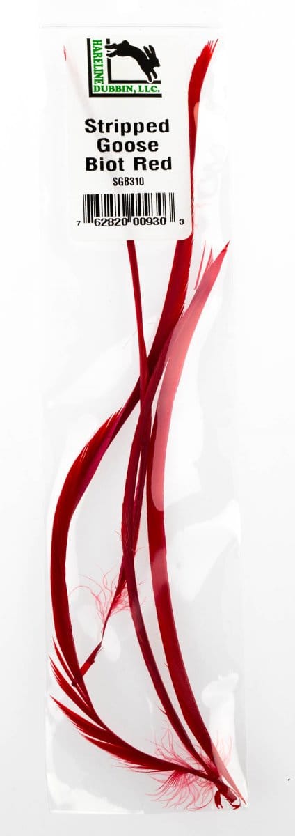 Hareline stripped goose biots red long slender dyed feather quills for fly tying and lure accents