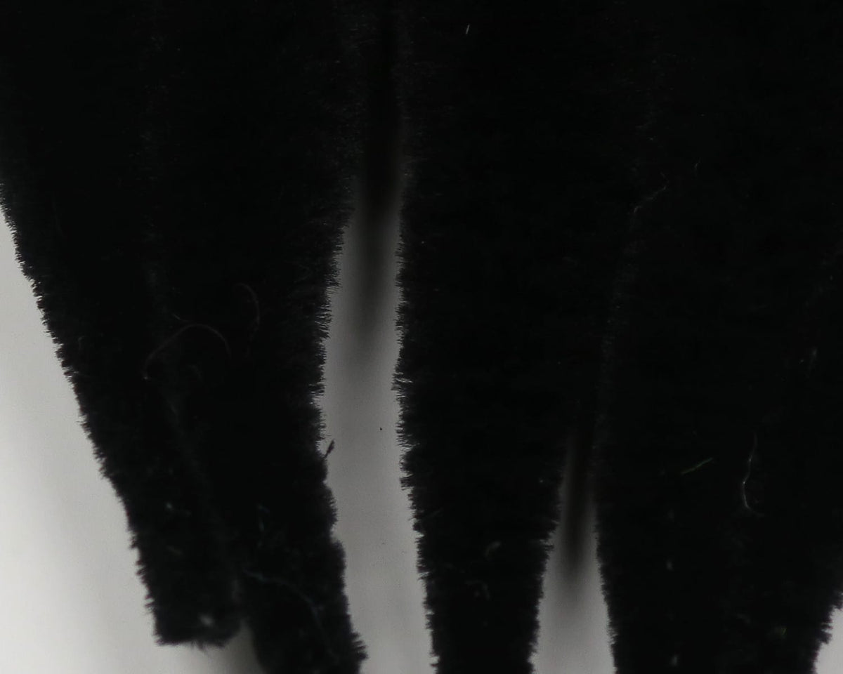 Black micro Dragon Tails narrow fuzzy chenille strips with velvety fibers for fly tying