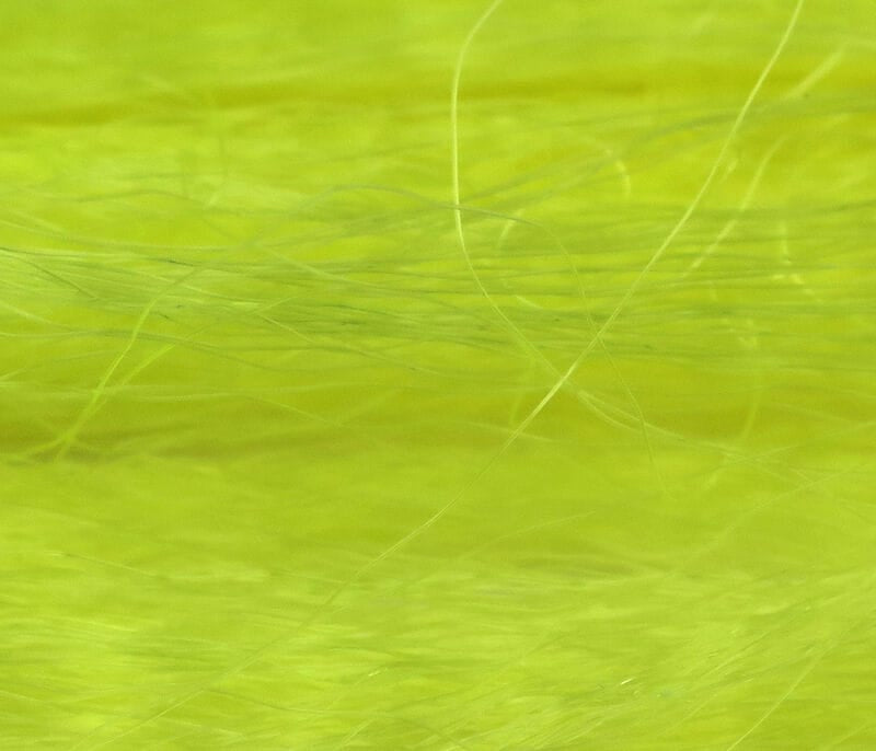 Bright chartreuse synthetic super hair for fly tying, fine glossy neon yellow-green fibers
