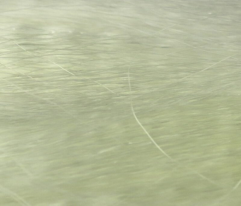 Pale chartreuse synthetic fly tying hair with fine silky long fibers, Hedron Unique Hair material for flies