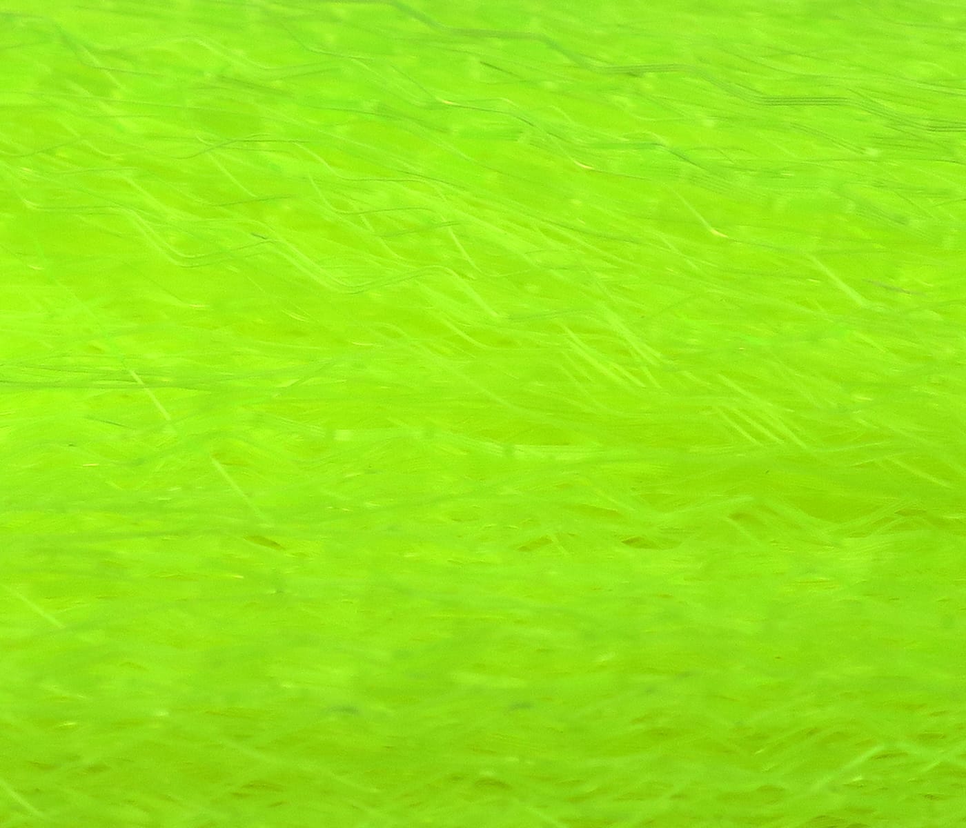 Neon chartreuse synthetic hair mat with wispy long fibers for fly tying, Hedron Unique Hair